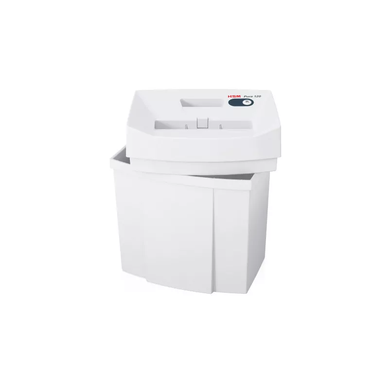 Dessus du HSM Pure 120 soulevé pour accéder à son bac
