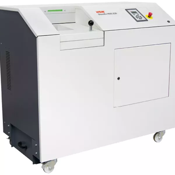 HSM StoreEx HDS 230 destructeur de disque dur vue 3/4 avec tiroir amovible