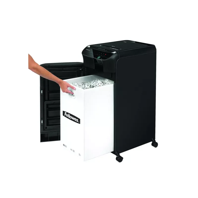 Bac amovible du Fellowes AutoMax 550C : le volume de récupération compte dans l’organisation du travail.