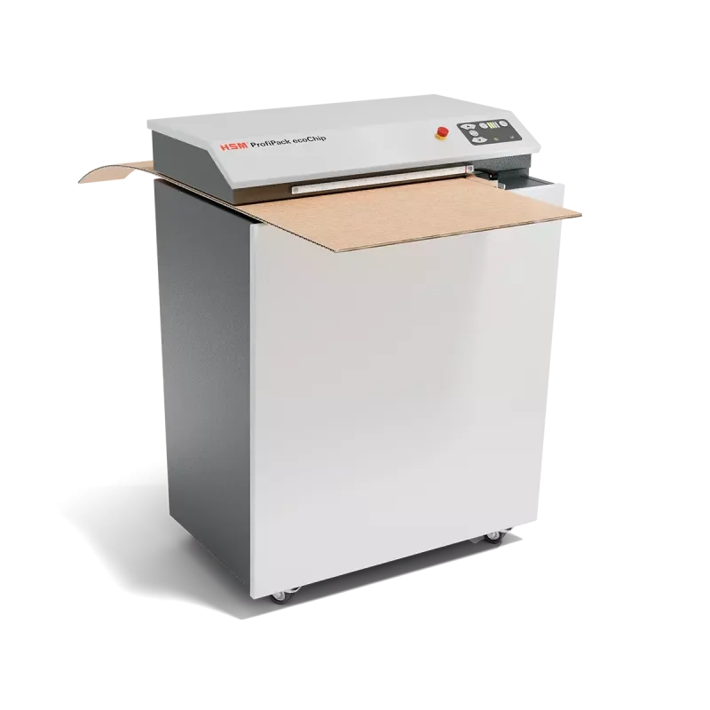 Carton en entrée du HSM ProfiPack ecoChip, avant sa transformation en matériau de remplissage.