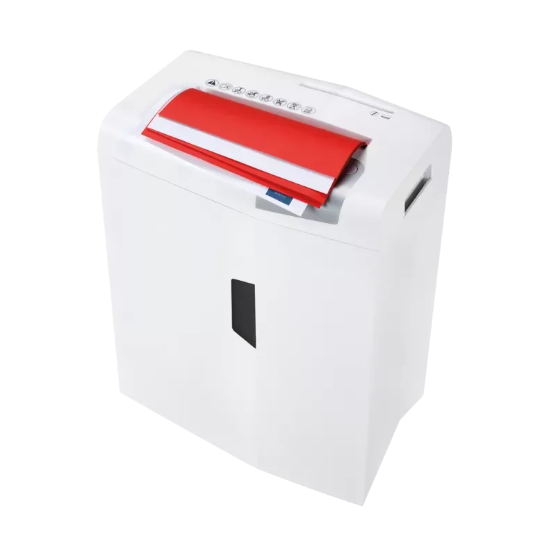Introduction de papier dans un HSM Shredstar X10. La quantité de feuilles doit rester dans les limites de la notice.