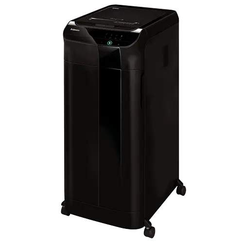 Vue trois quarts du destructeur de documents Fellowes AUTOMAX 600 M