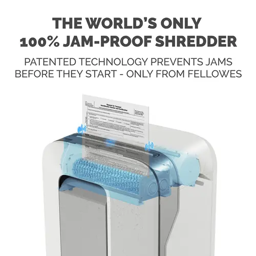Vue complémentaire du destructeur de documents Fellowes Powershred LX 200 blanc