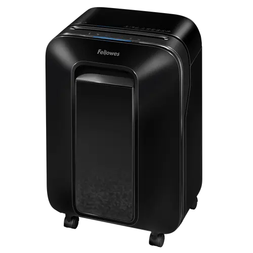 Vue trois quarts du destructeur de documents Fellowes Powershred LX 200 noir