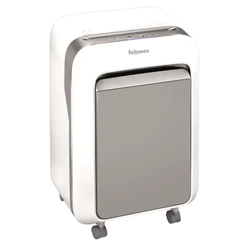 Vue latérale du destructeur de documents Fellowes Powershred LX 211 blanc