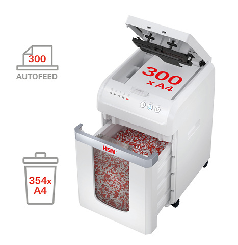 HSM shredstar Autofeed X300 : chargeur conçu pour une pile pouvant atteindre 300 feuilles
