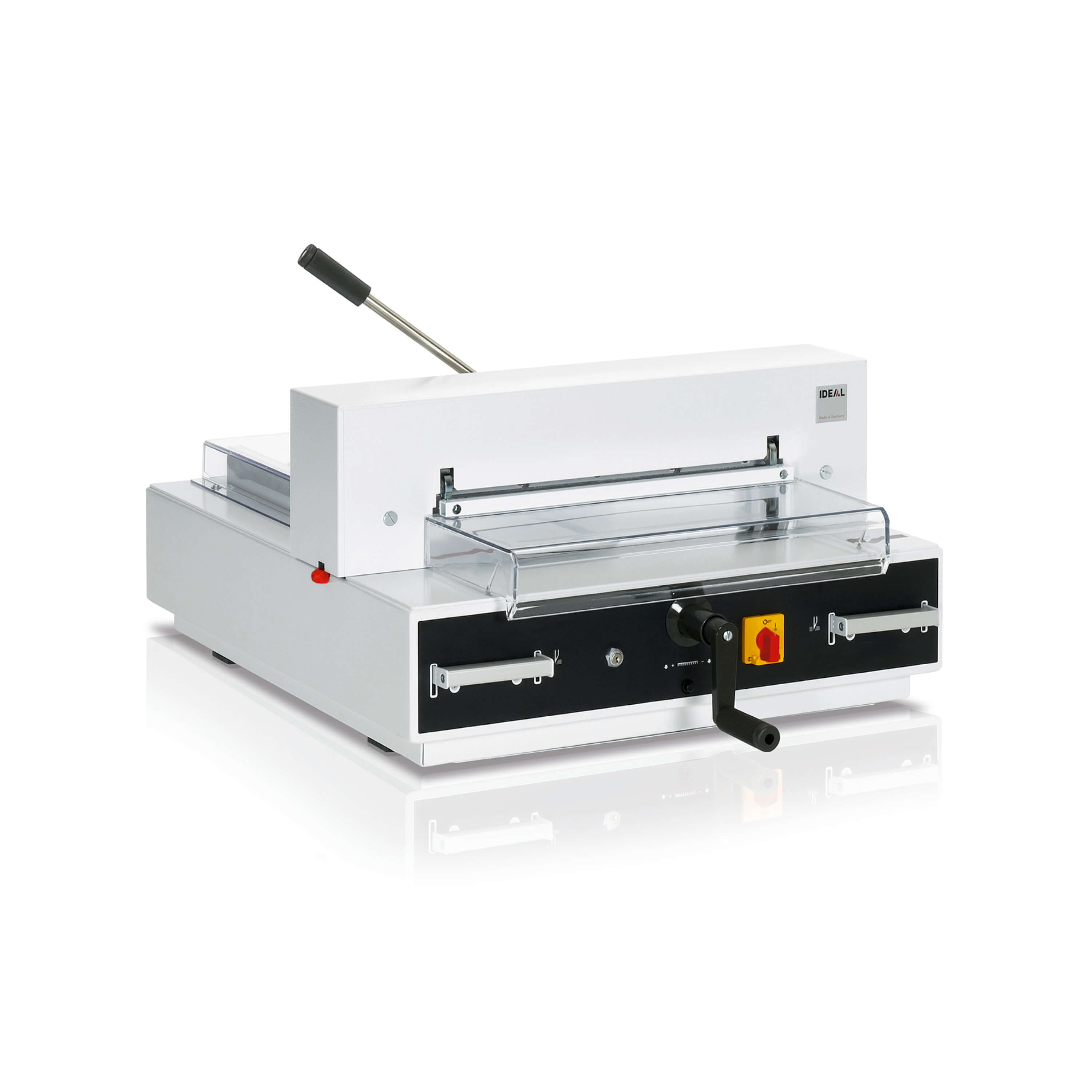 IDEAL 4315, vue 1 du massicot et de ses équipements, référence 43153011