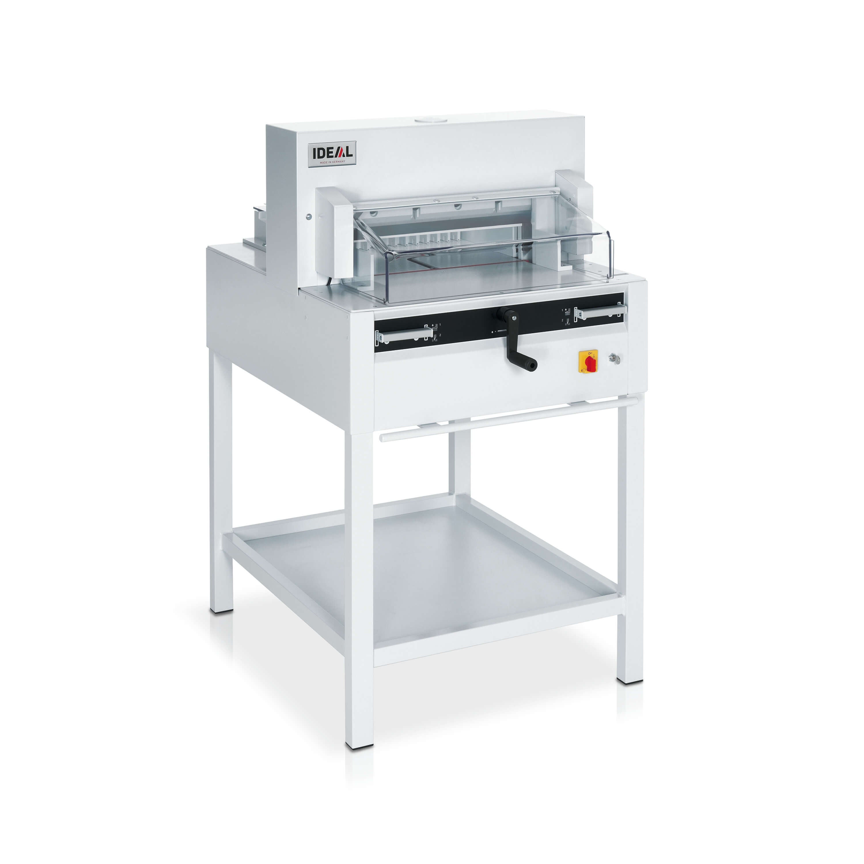 IDEAL 4850, vue 1 du massicot et de ses équipements, référence 48503111