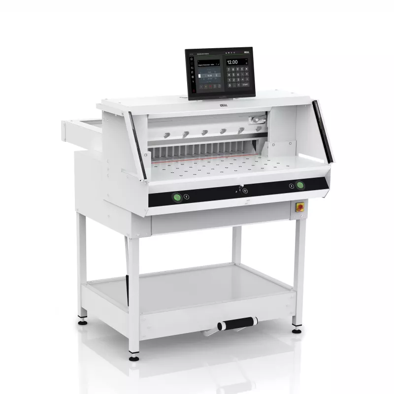 Massicot IDEAL THE 68 LT avec table à buses sur son stand