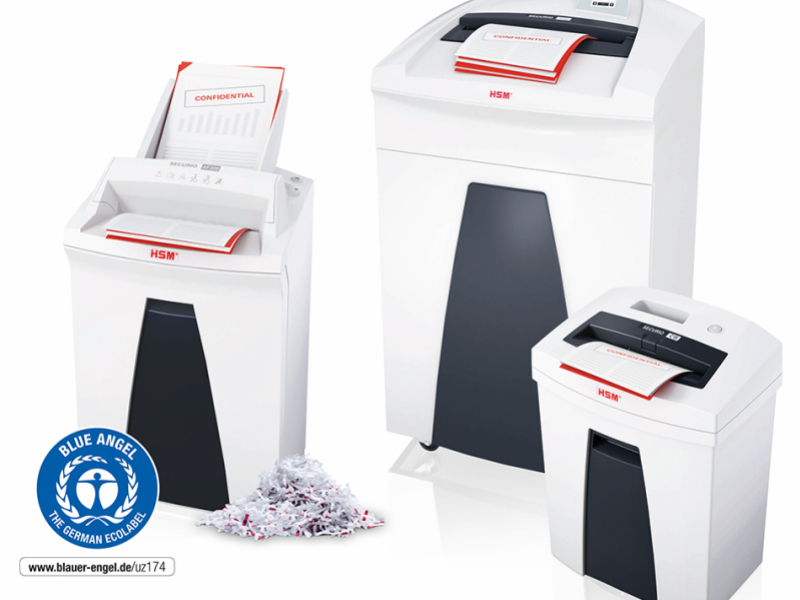 Les 3 gammes de destructeurs de documents de HSM : Securio, Pure et shredstar